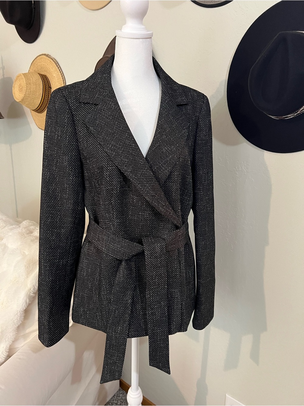 Classiques Entier - Womens Charcoal Tie-Waist Blazer Jacket